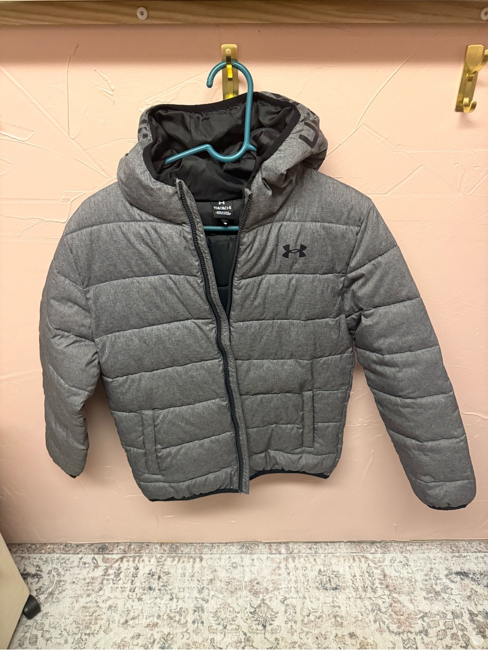 Under Armour Kids Heather Gray Hooded Puffer Jacket